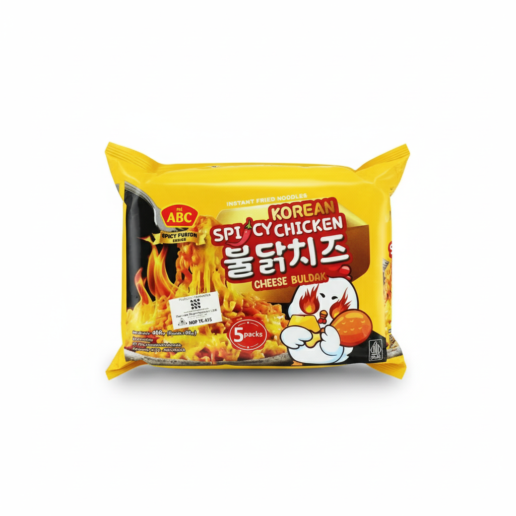 Mi ABC Instant Korean Spicy Chicken Cheese Buldak Noodles 400g – Hot & Cheesy Ready-to-Cook 5 Packs