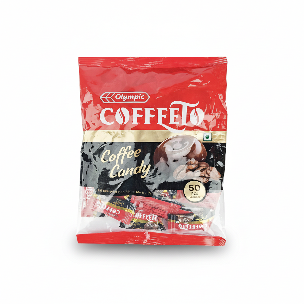 Olympic Coffeeto Coffee Candy – Premium Coffee Flavored Candy Pouch Pack (50 Pieces)
